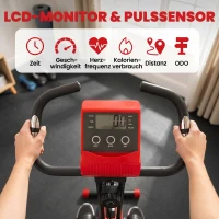 HOMCOM Hometrainer fietstrainer hometrainer LCD display opvouwbaar verstelbaar rood+zwart(m-4)