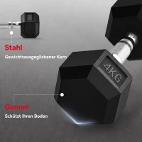 HOMCOM hexagon dumbbells handvat gekarteld 2 x 4 kg(m-6)