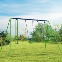 Outsunny Conjunto de Baloiços de Jardim com Altura Ajustável Baloiços para Crianças com Baloiço Duplo  280x140x178 cm Verde(m-10)