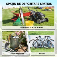 Outsunny Șopron de Grădină, 2 Uși Glisante Blocabile, Oțel Zincat, 2,6 m², Negru(m-4)