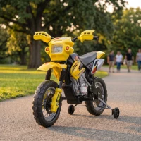 Homcom Moto Cross Electric Copii – Galben cu Rotite Laterale(m-2)