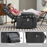 HOMCOM Riser and Recliner Chair with Vibration Massage, PU Leather Power Lift Chair for Elderly, Dark Grey(m-6)