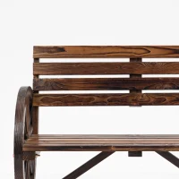 Outsunny tuinbank, ontwerp met wagenwiel, voor 2 personen, natuurlijk hout, donkerbruin, 105,5 x 56 x 79 cm(m-8)