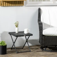 Outsunny Polyrattan Balkontisch, klappbar, Stahlrahmen, pflegeleicht, 40x40x40 cm, Schwarz(m-2)