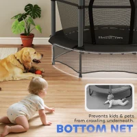 HOMCOM 4.6FT/55" Kids Trampoline with Enclosure Net, Outdoor Indoor Use, for Ages 3-10 Years, Black(m-8)