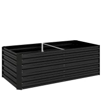 Outsunny Raised Beds for Garden, Galvanised Steel Outdoor Planters with Multi-reinforced Rods, 180 x 90 x 59 cm, Black(m-1)