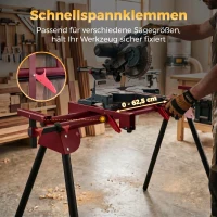 HOMCOM Universeller Gehrungssägenständer mit ausziehbaren Rollen und Stützarme, tragbarer Sägeständer mit klappbaren Beinen(m-6)