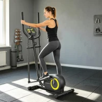 SPORTNOW Bicicleta Elíptica para Casa Silenciosa con Bluetooth Compatible con App Resistencia de 8 Niveles Sensor Pulso Ruedas(m-9)