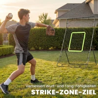 HOMCOM Baseball-Rückprallnetz, wetterbeständig, Metallrahmen, grüne Trefferzone, 174H x 123B x 90T cm(m-5)