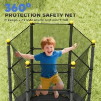 HOMCOM 4.6FT/55" Kids Trampoline with Enclosure Net, Outdoor Indoor Use, for Ages 3-10 Years, Black(m-7)