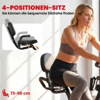 HOMCOM Heimtrainer 2-in-1 Fahrradtrainer mit LCD-Display Pulsmesser verstellbar Sitz Räder, klappbarer Hometrainer Trimmrad mit 8 stufig Magnetwiderstand, Spannseil, Stahl(m-5)