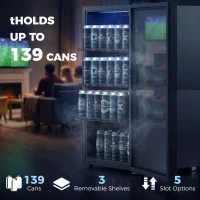 HOMCOM 90L Drinks Fridge, 139 Can Under Counter Freestanding Beer Fridge with LED Light(m-4)