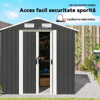 Outsunny Șopron de Grădină, 2 Uși Glisante Blocabile, Oțel Zincat, 2,6 m², Negru(m-8)