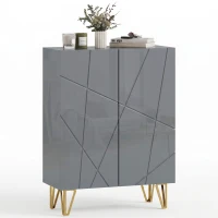 HOMCOM Narrow Shoe Storage Cabinet with Soft-Close Hinges and Adjustable Shelves for 15-20 Pairs of Shoes, Grey(m-15)