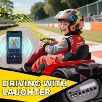 AIYAPLAY 24V Electric Go Kart, Drift Kart with Adjustable Seat, Slow Start, 5-Point Harness, Music, for 6-12 Years, Red(m-9)