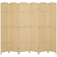 HOMCOM Paravento Divisorio da Interni Pieghevole a 6 Ante Intrecciato, 240x170 cm, Beige(m-11)