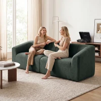 HOMCOM 3-Sitzer Sofa ohne Rahmen mit breiter Sitzfläche, dicker Polsterung, in Chenille, Dunkelgrün(m-4)
