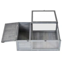 PawHut Casa per Tartarughe di Terra in Legno di Abete con Pannello Apribile e 2 Spazi Separati, Grigio(m-11)