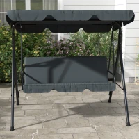 Outsunny Hollywoodschommel, Tuinschommel, 3-zits Schommelbank met Dak, Staal, 172 x 110 x 153 cm, Grijs(m-8)