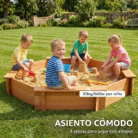Outsunny Arenero de Madera para Niños de 3-8 Años con Cubierta de Poliéster para Patio Jardín 139,5x139,5x21,5 cm Rojo y Azul(m-7)