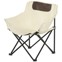Outsunny Campingstoel, opvouwbaar, stalen frame, stofzitting, draagtas, Wit(m-10)