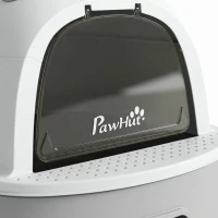 PawHut Kattenbak roestvrij staal met afneembaar deksel, schep & koolstoffilter voor kleine tot middelgrote katten, grijs(m-12)