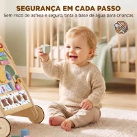 AIYAPLAY Andarilho de Madeira para Bebé com Atividades Montessori Controlo de Velocidade 5 Blocos e Rodas Natural(m-7)
