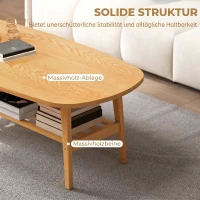 HOMCOM Salontafel met opbergruimte, koffietafel voor woonkamer en slaapkamer, 120 x 60 x 42 cm, natuurlijk hout(m-5)