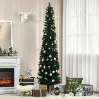 HOMCOM Árvore de Natal Artificial Altura 210cm com 510 Ramos de Folhas de PVC Ignífugos Base Dobrável e Suporte Metálico Verde(m-10)