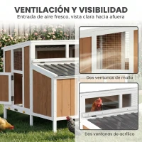 PawHut Gallinero para Exterior de Madera 145x90x92 cm para 2-4 Gallinas con Nido Casa Lateral Bandeja Extraíble Marrón Claro(m-8)