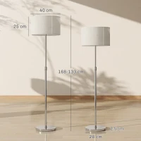HOMCOM Staande Lamp met Afstandsbediening, Hoogte Verstelbaar, Stoffen Kap, Metalen Standaard, Aanpasbare Helderheid, Voetschakelaar, Beige(m-3)