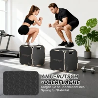 SPORTNOW Sprungbox, kantenfreie Ecken, Sperrholz, höhenverstellbar, Seitengriffe, Schwarz(m-6)