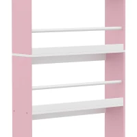 AIYAPLAY 4 Tier Kids Bookshelf, Children Bookcase with Anti-Tip Kit, Toddler Space-Saving Bookcase for Kids Room, Playroom, Pink(m-11)