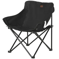 Outsunny Campingstoel, Opvouwbaar, Stalen Frame, Stofzitting, Draagtas, Zwart(m-10)