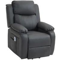 HOMCOM Riser and Recliner Chair with Vibration Massage, PU Leather Power Lift Chair for Elderly, Dark Grey(m-11)