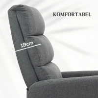 HOMCOM Elektrische Relaxstoel met Opstaanhulp, Afstandsbediening, Zacht Schuim, Zijvak, Bekleding in Linnenlook, Grijs(m-6)