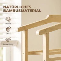 HOMCOM Bambus-Kleiderständer auf Rollen, kompakt, mit Bügeln, Hängestangen, Ablage und unterem Regal, Eichenoptik(m-4)