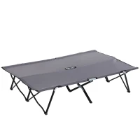 Outsunny Camping Ligbed voor 2 Personen, 193L x 125B x 40H cm, Grijs(m-1)