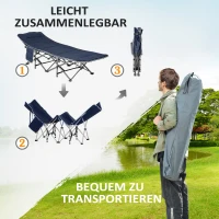 Outsunny Opvouwbaar Campingbed met Kussen, Donkerblauw, 188 x 64,5 x 53 cm(m-6)