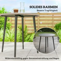Outsunny Gartentisch Stahl Buffettisch mit Stahlrahmen, PE-Rattan-Rand, verstellbaren Füßen, 4 Personen 80 x 80 x 74 cm Grau(m-5)