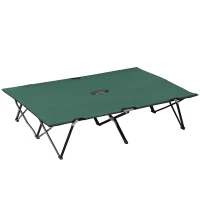 Outsunny campingbed opvouwbaar voor 2 personen campingbed opklapbed met draagtas tot 136 kg draagvermogen staal Oxford groen, zwart 193 x 125 x 40 cm(m-1)