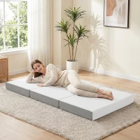 HOMCOM Matelas Pliable 195x75cm, 10cm, Housse Lavable, Idéal pour Invités/Camping(m-6)
