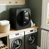 HOMCOM Vented Tumble Dryer, 4 kg Front Tumble Dryer with Stainless Steel Tub, 800W Compact Freestanding Black(m-10)
