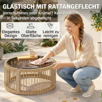 Outsunny Gartenmöbel Set 4-teilig Polyrattan Lounge-Set mit Zweisitzer 2 Sessel Glastisch Breitem & Tiefem Sitz Dicke Kissen(m-7)