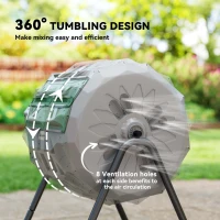 Outsunny 160L 360° Rotating Dual Chamber Composter - Grey(m-5)
