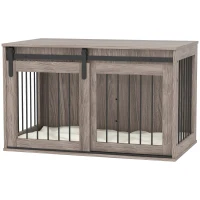 PawHut 98cm Dog Crate Furniture with Removable Cushion for Large Dogs - Brown(m-13)