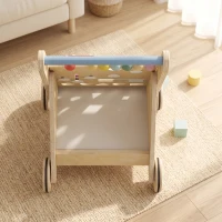 AIYAPLAY Andador de Madera para Bebé Caminador con Juguetes Montessori Control de Velocidad 5 Bloques Ruedas Natural(m-8)