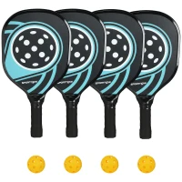 SPORTNOW Pickleball-set met 4 rackets, 4 ballen, draagtas, lichtgewicht en duurzaam, blauw+zwart(m-11)