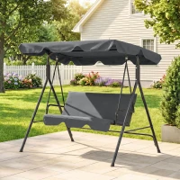 Outsunny Hollywoodschaukel, Gartenschaukel, 3-Sitzer Schaukelbank mit Dach, Stahl, 172 x 110 x 153 cm, Grau(m-10)