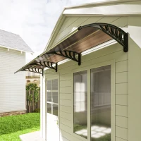 Outsunny Auvent de porte toit marquise en polycarbonate auvent de porte d'entrée bord en aluminium contre la pluie et UV(m-9)